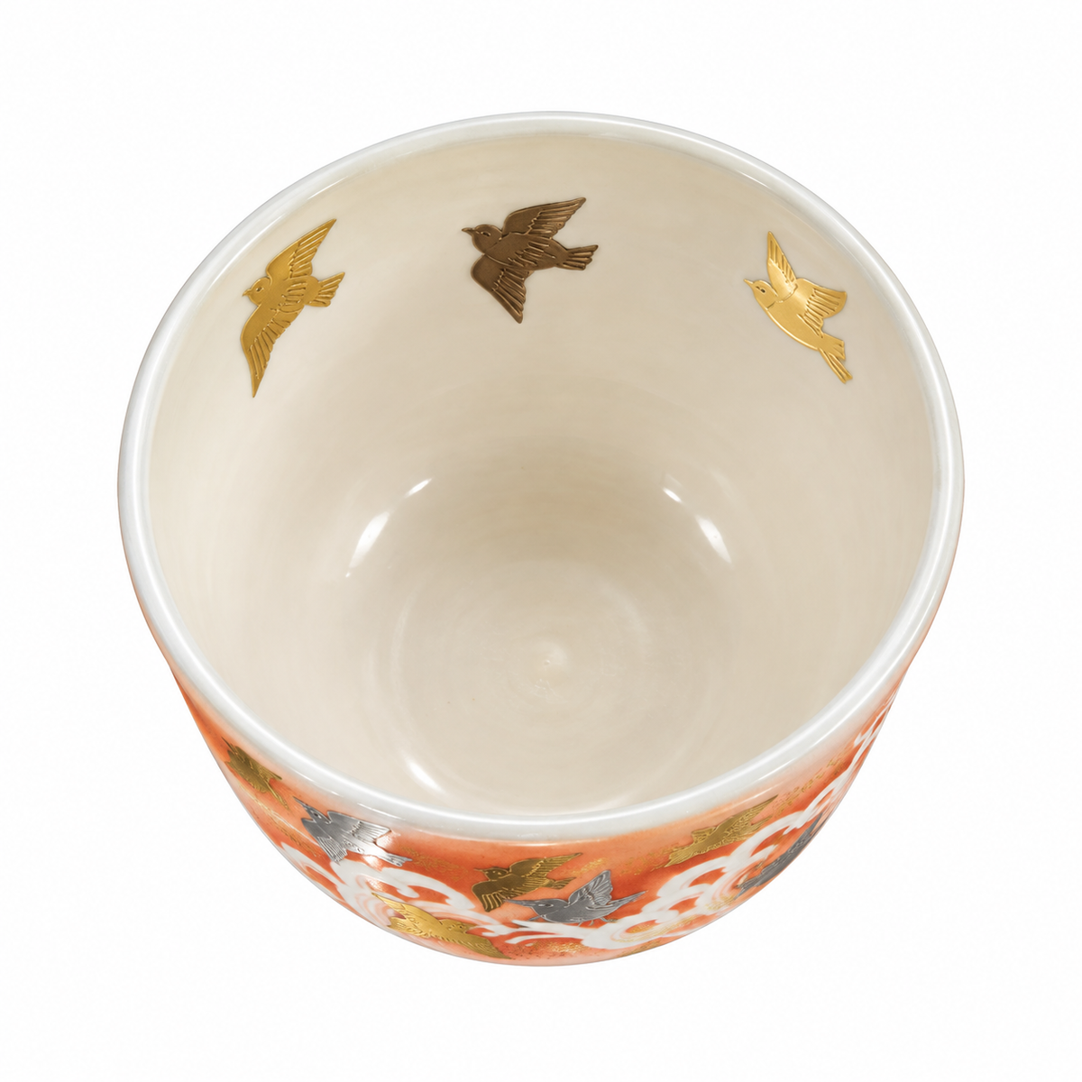 Kyo-yaki “Birds and Sea” Tea Bowl