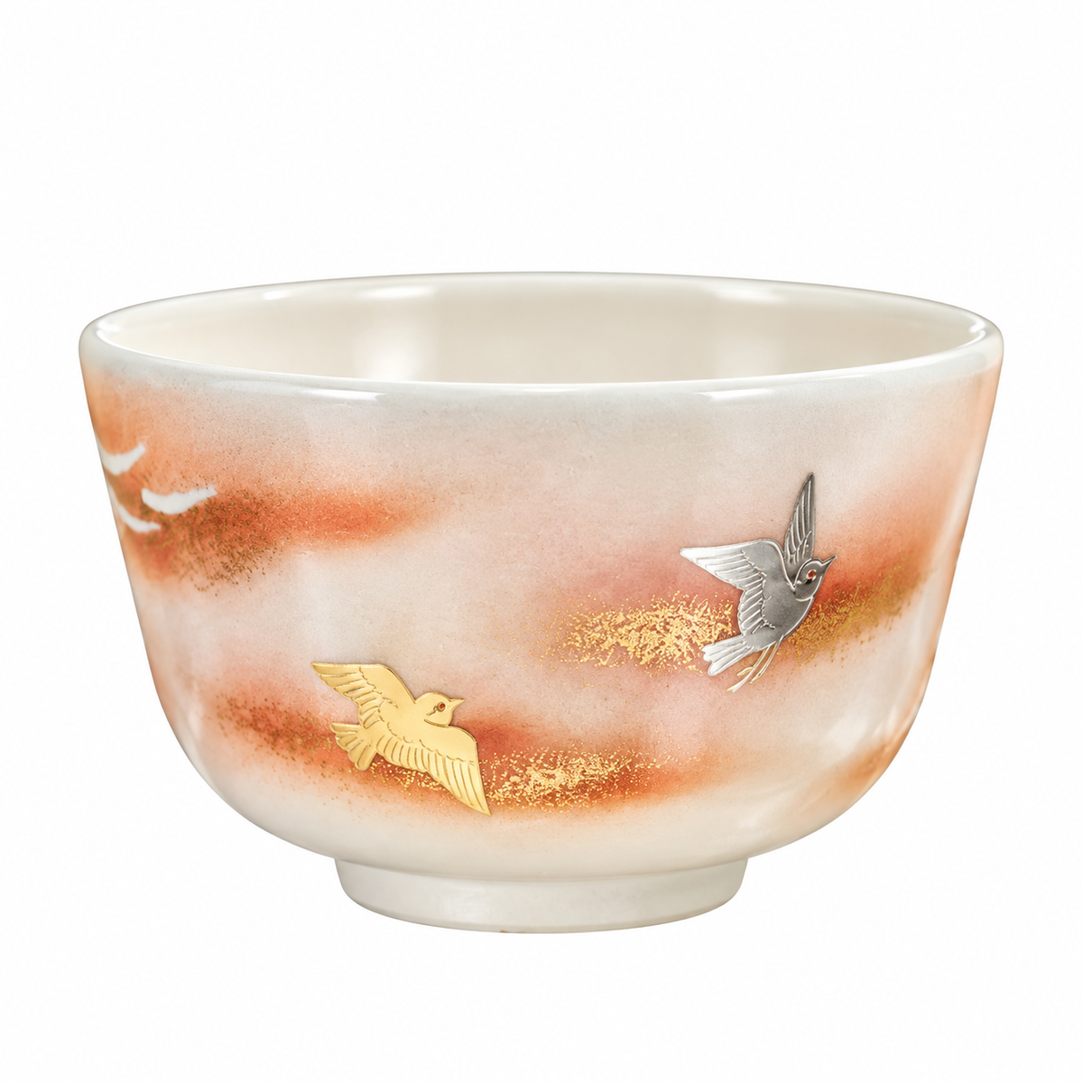 Kyo-yaki “Birds and Sea” Tea Bowl